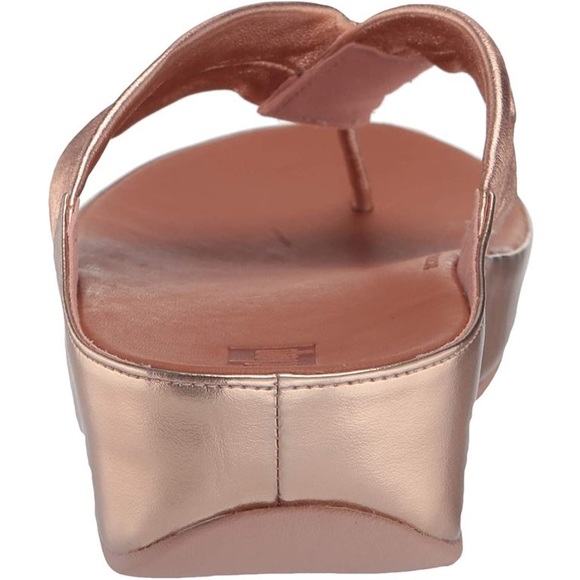 Fitflop rose gold wedges sandals thongs leather upper sandals Fit-flops shoes - Picture 7 of 9